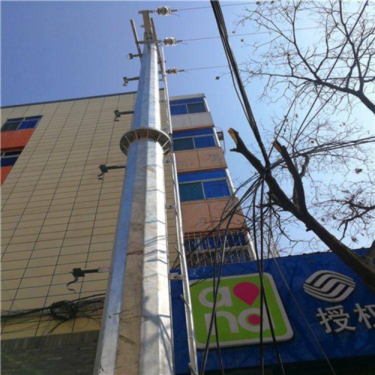 兴鼎双回路直线杆压桩棱管电力钢杆高压线钢杆基础全国安装施工图片