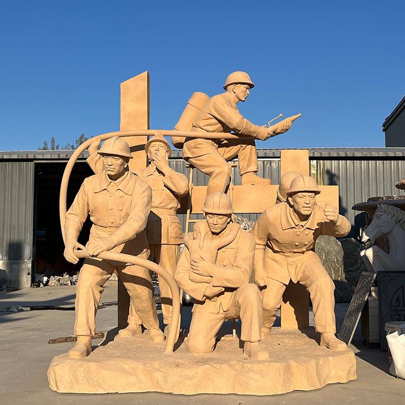 仿铜铸铜人物雕塑消防员消防安全雕塑制作