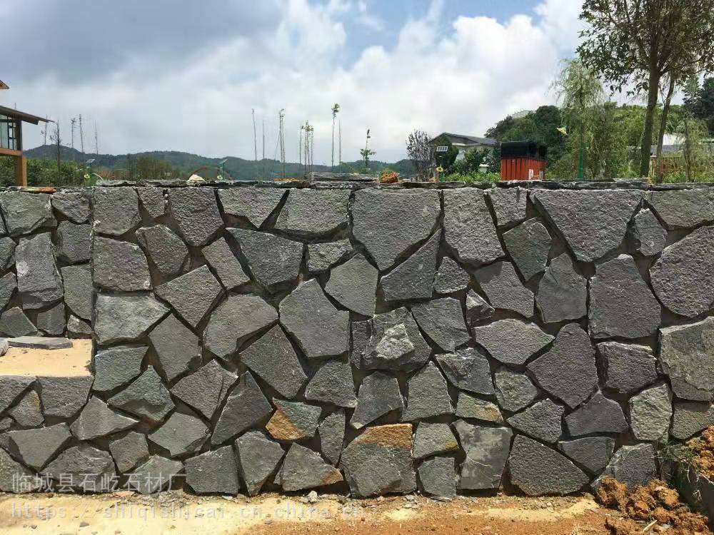 老建筑古建园林米黄色自然面平毛石石材石屹碎片石