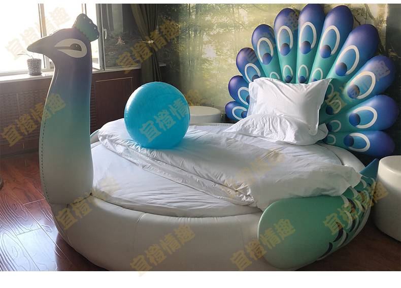 孔雀主题床多功能情趣造型创意床双人水床电动床宾馆家具定做