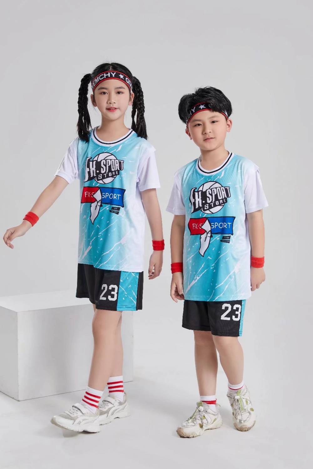 团购儿童假两件短袖球服男女速干球衣幼儿园学生篮球服套装印字号