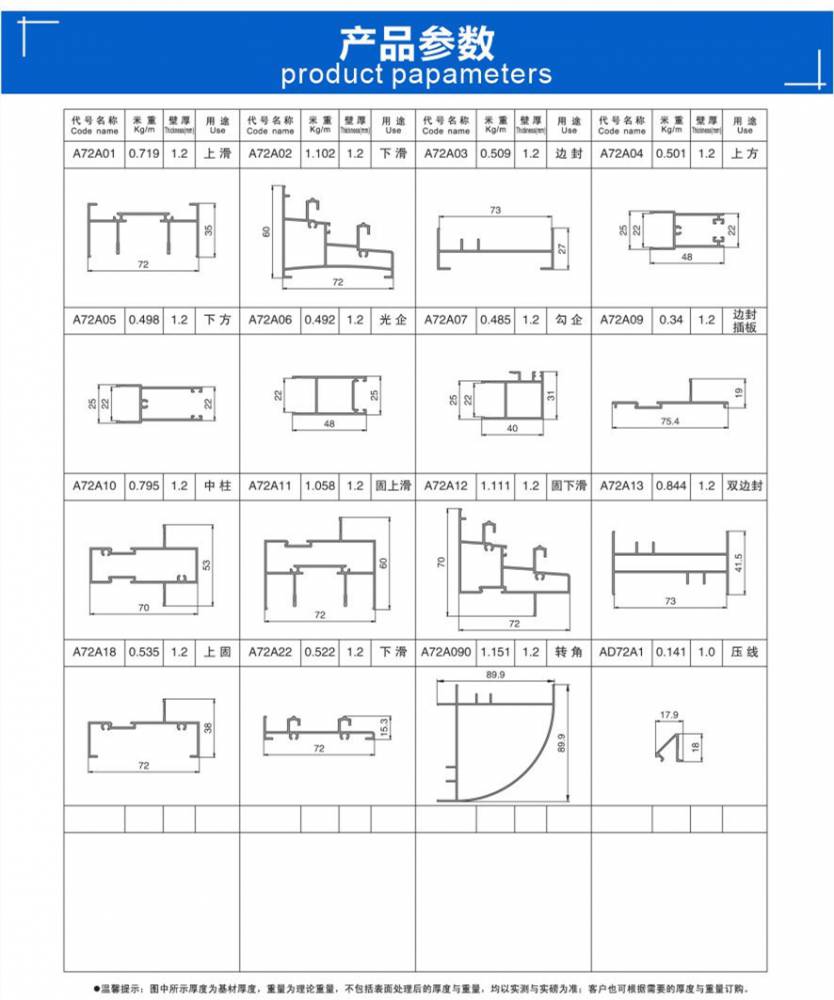 a72推拉窗鋁型材鋁合金門窗鋁合金型材門窗鋁材鋁合金材料