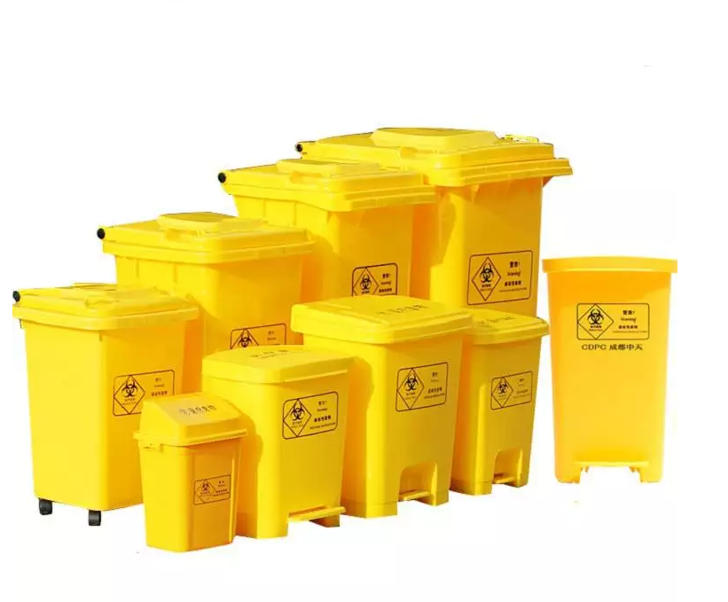 江西防疫户外脚踏医疗垃圾桶黄色废物回收箱加厚带轮环卫分类桶