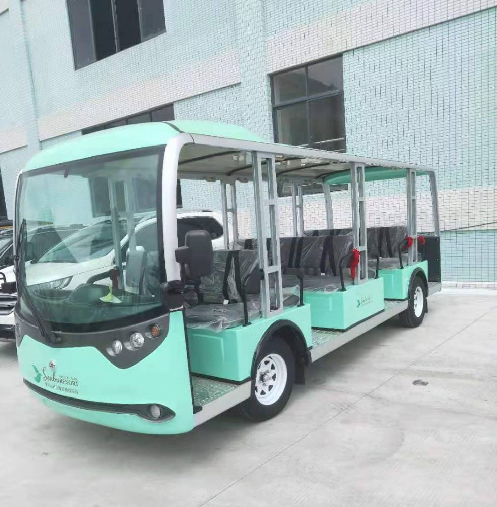 广东绿通电动车二十三座旅游观光车lts23带门电动观光车设计标准严格