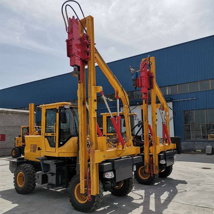 公路边坡护栏打拔机护栏打桩机价格永太机械波形护栏打桩钻孔机图片