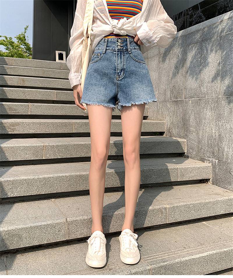 广西桂林步行东大门牛仔女短裤义乌尾货处理一条街宽松显瘦阔腿a字