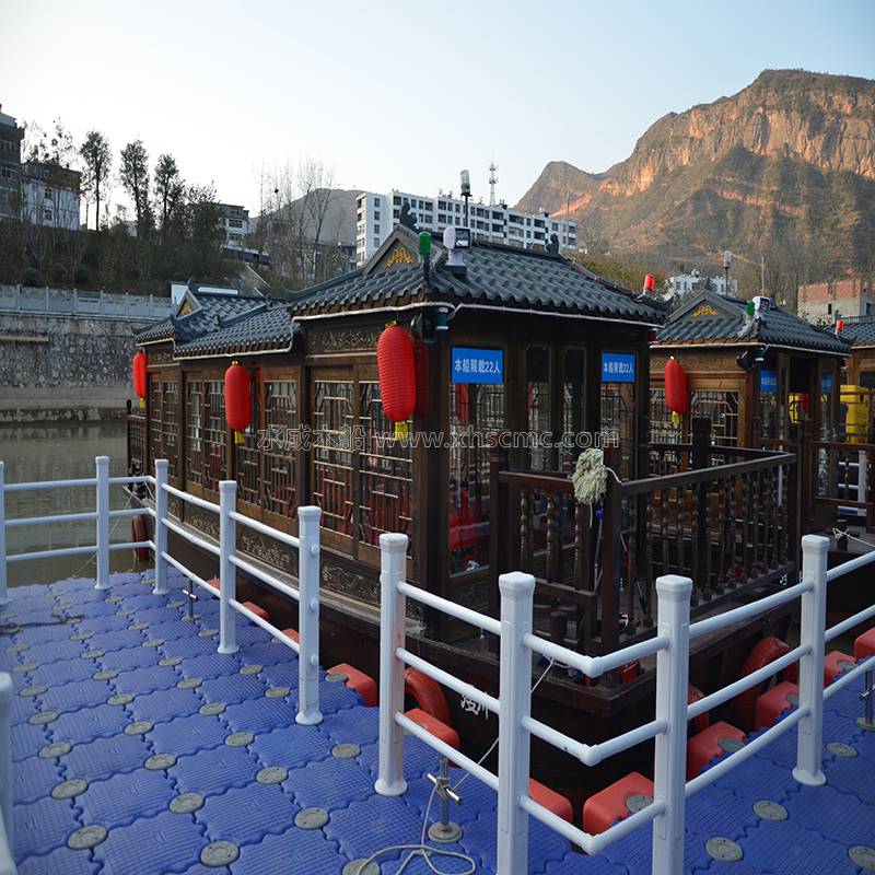 定制餐饮画舫船 水成木船内河画舫船水上餐饮船 出售木船擦餐饮船