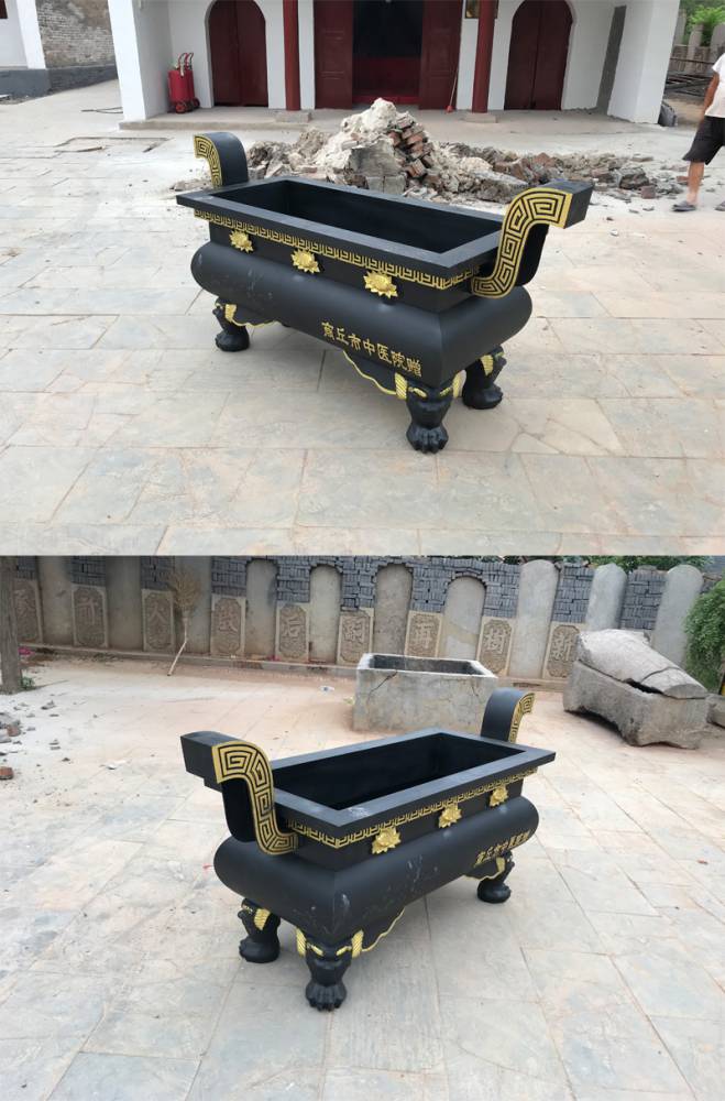 寺院景区烧香炉烧纸炉子铸铁铁艺方口长方形铁香炉