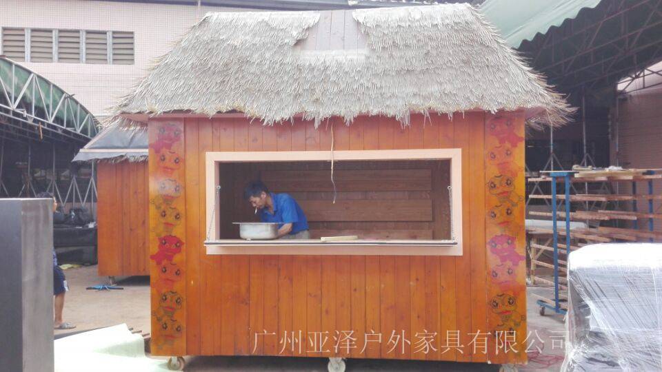 麦当劳甜筒售卖亭 防腐木售货车 河北廊坊 步行街广场小吃售卖亭定制