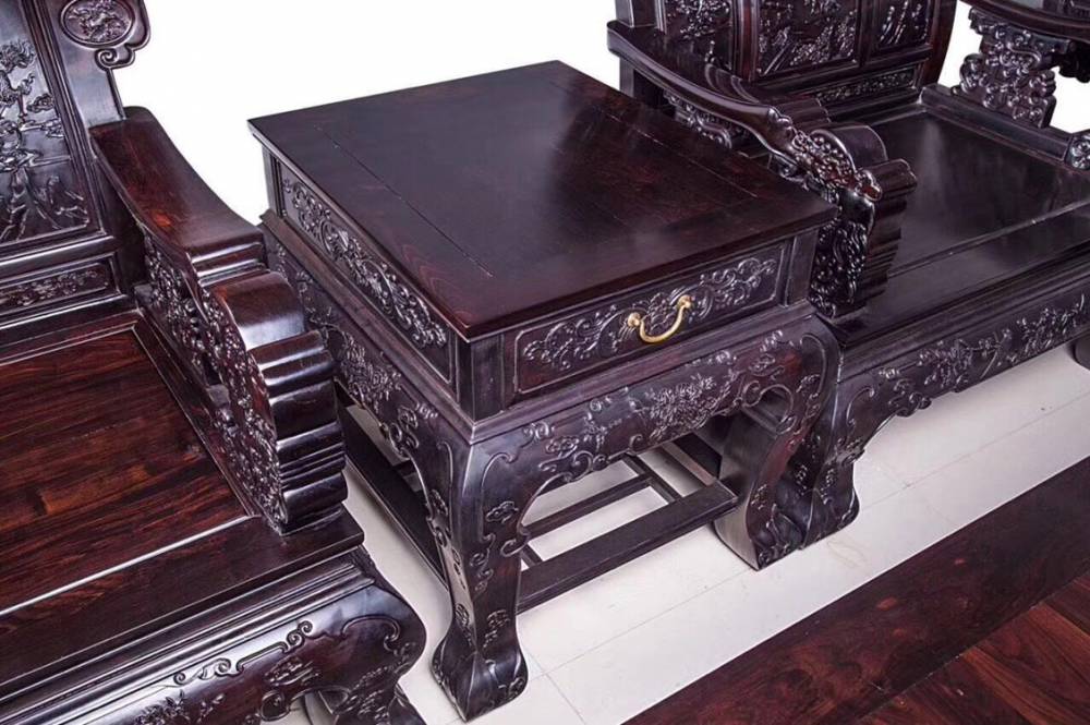 国粹文化红木家具黑酸枝属紫光檀抱珠沙发作品