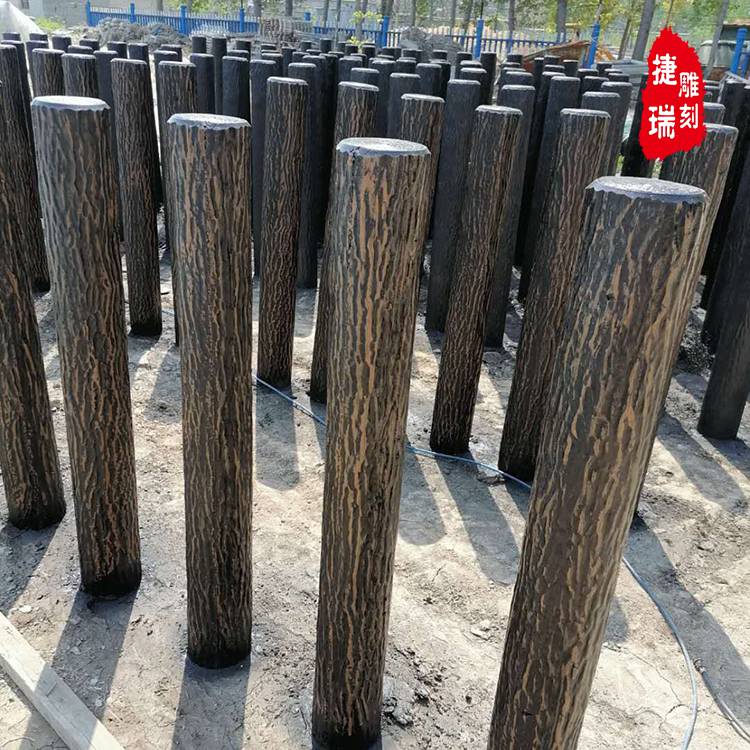 水泥仿木挡土桩仿木桩草坪护栏河道景区钢筋混凝土仿木桩定制价格