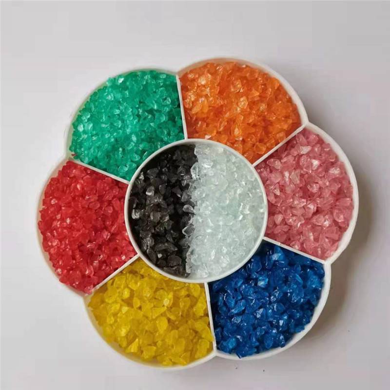 批发彩色玻璃砂不规则玻璃块造景用多颜色玻璃砂地坪玻璃砂骨料