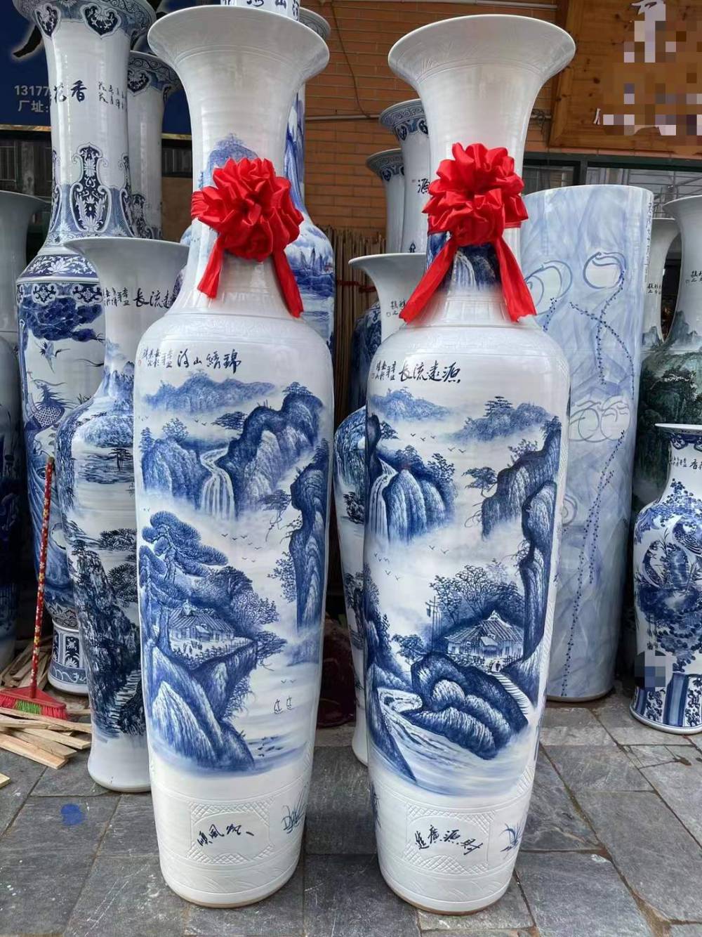 公司乔迁礼品落地大花瓶摆件2米3米高前台背景装饰陶瓷大花瓶