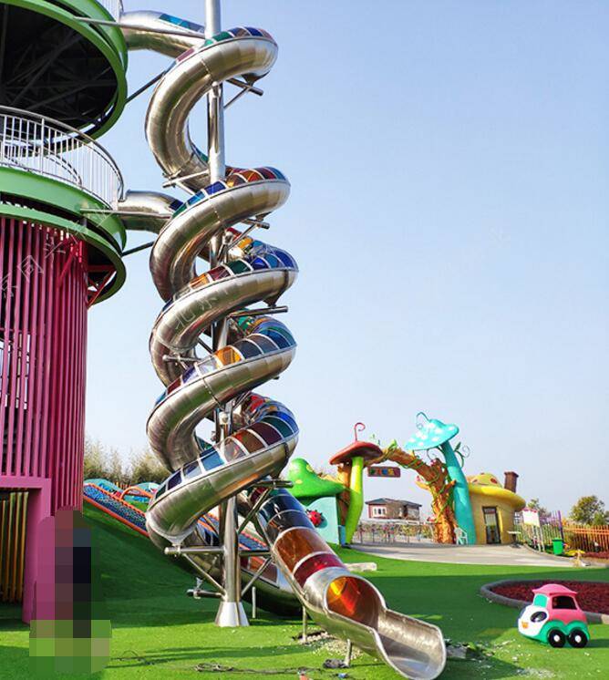 户外定制不锈钢滑梯非标公园景区不锈钢组合滑梯儿童游乐场滑梯木质