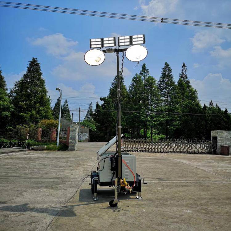 曲臂升降照明灯41500w伸缩式升降灯杆25米伸缩