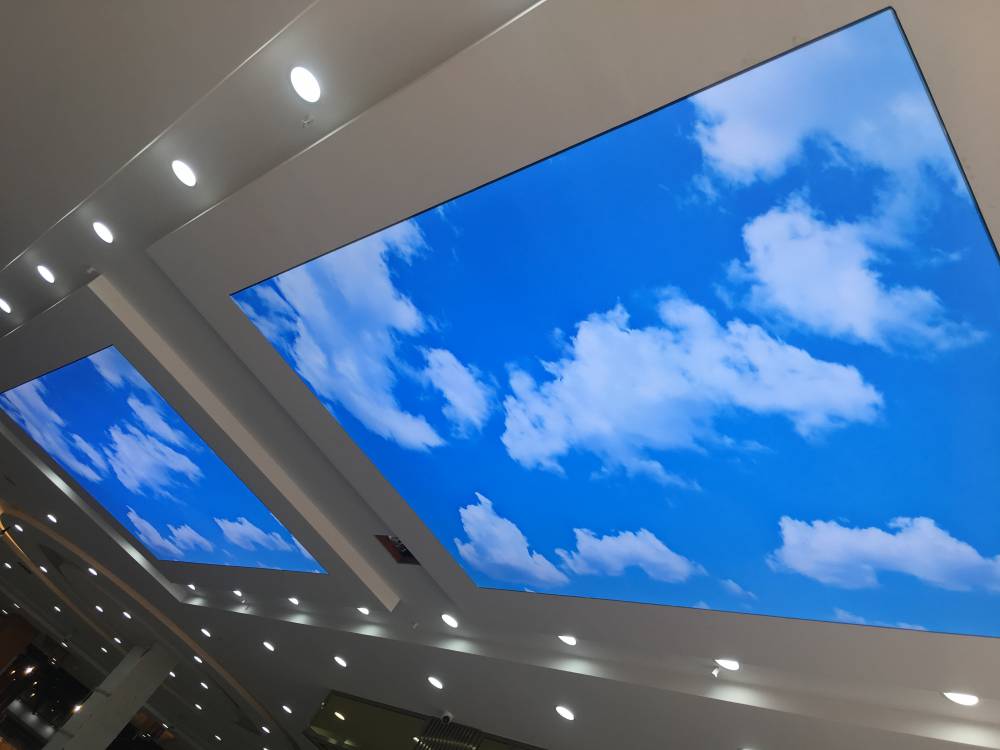 荆州软膜天花厂家安装宜昌白色透光膜吊顶led无边框灯箱定制广告画面