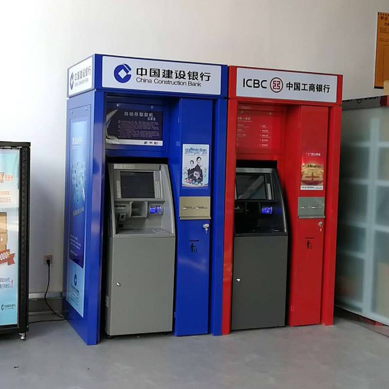 建行工行大堂式ATM机罩安装现场