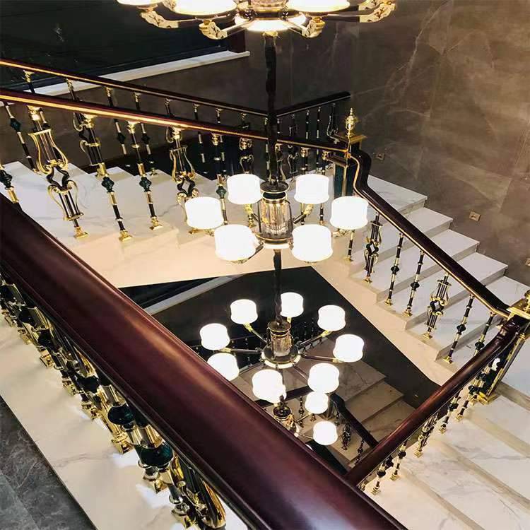 滨州定制屏风隔断图片别墅铜楼梯雕花护栏楼梯铜板精雕扶手铜栏杆来图设计