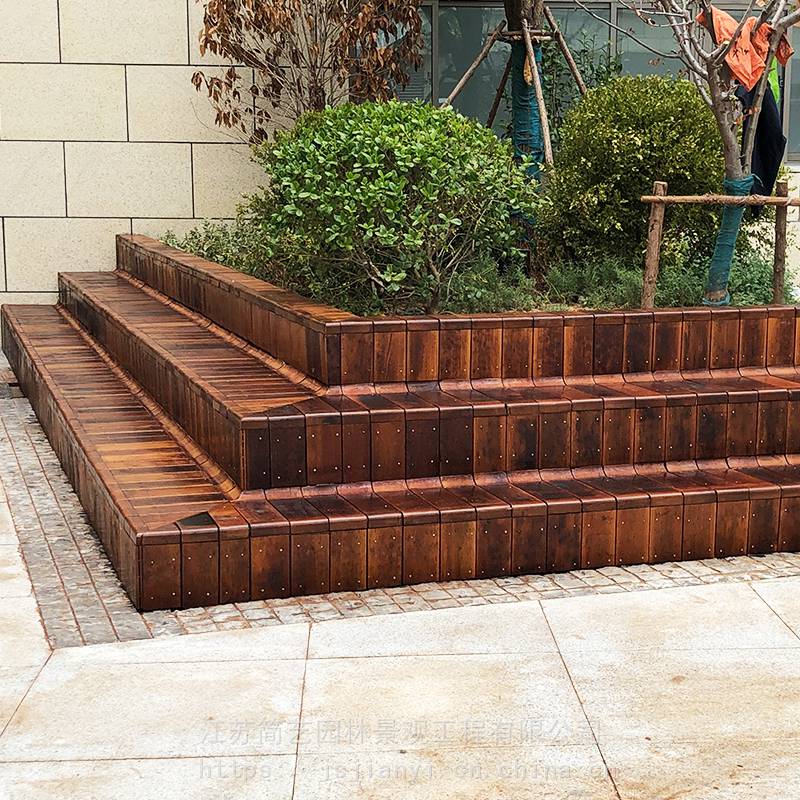 防腐木凳面铺设木质坐凳定做公园景区景观凳子南京防腐木厂家