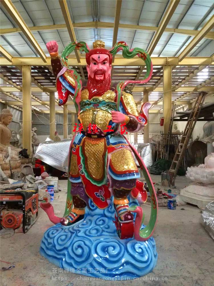 五显大帝玻璃钢彩绘五显灵官树脂贴金神像定制