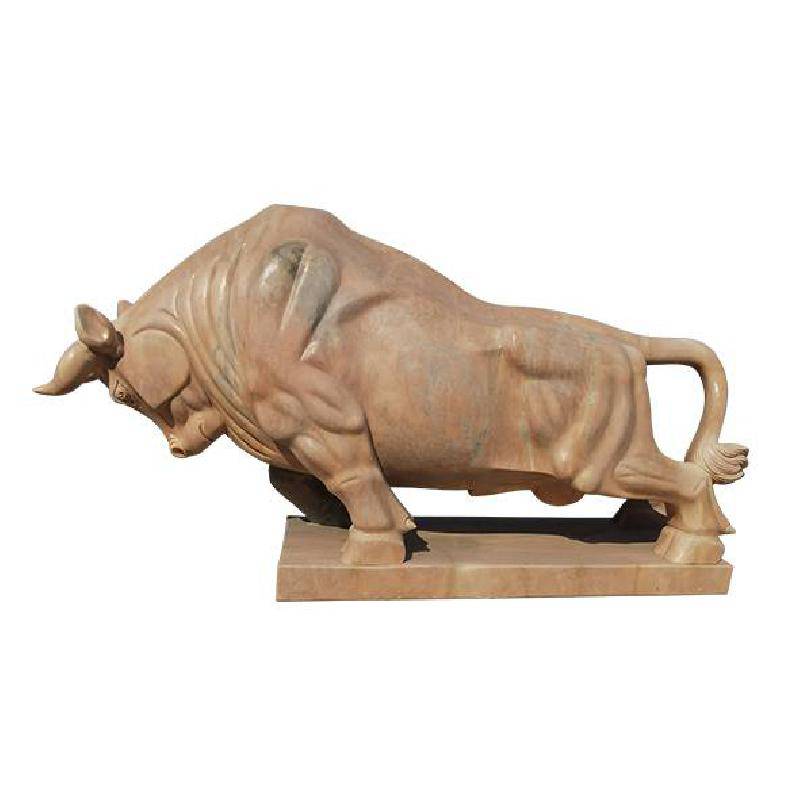 石雕牛石头石雕晚霞红股市牛开荒牛曲阳石雕奋进牛广场摆件