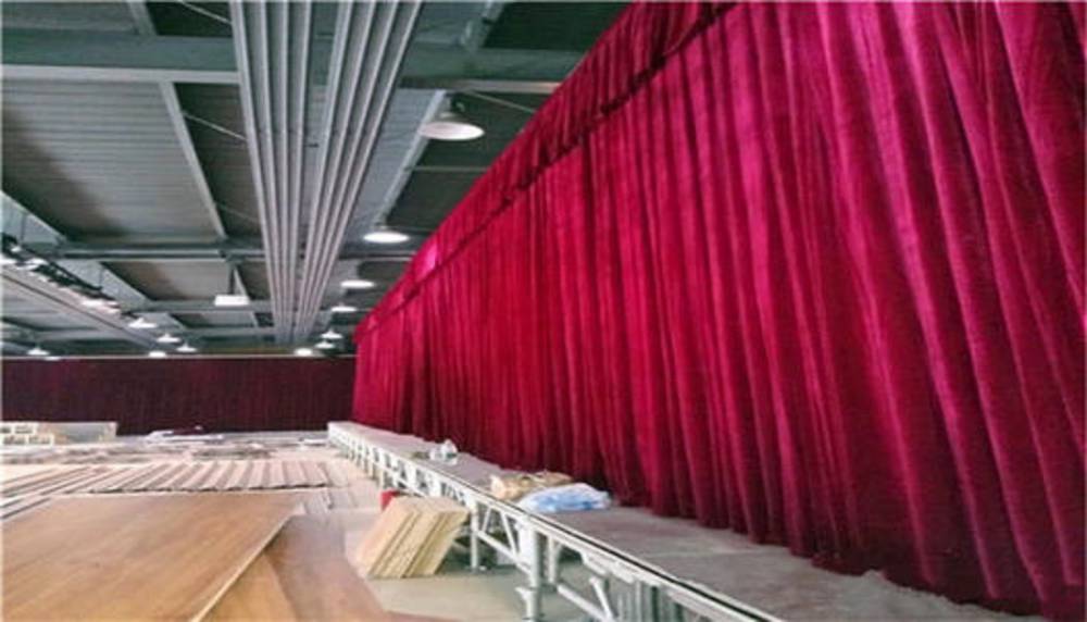 济南章丘舞台幕布订做东营多功能厅电动阻燃幕布学校展厅舞台对开幕布