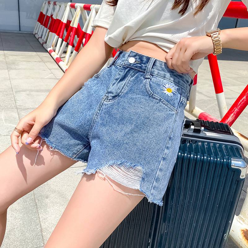 河南漯河5元以下服装批发女牛仔短裤松紧腰百搭个性女式短裤平价处理重庆批发市场哪个***