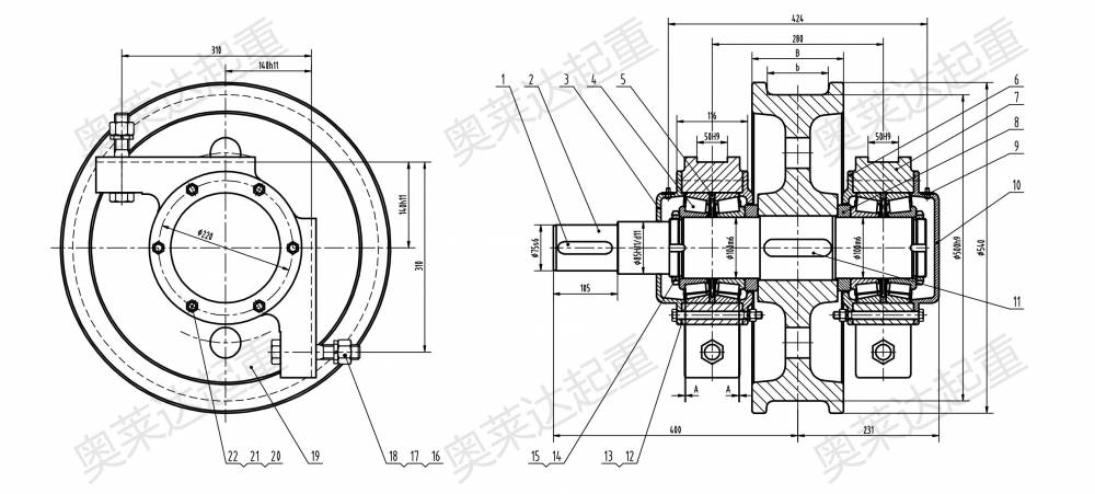 起重天车轮子结构图图片