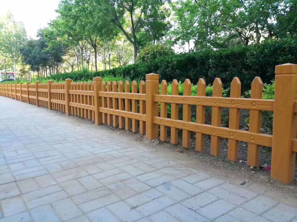 湖南邵阳市园林景区安装水泥仿木栏杆扶手艺高景观仿石围栏仿竹护栏