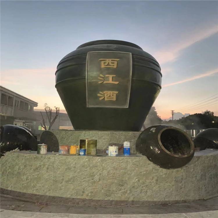 肇庆高腰玻璃钢酒缸雕塑西江酒厂文化酒坛雕塑
