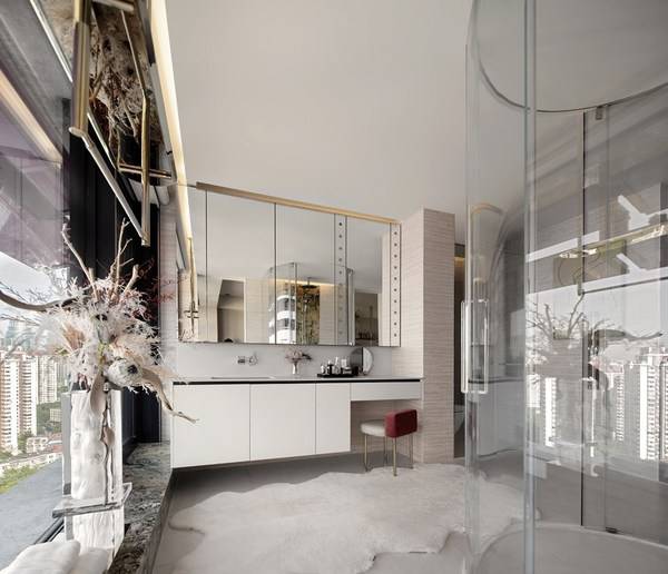 凸显艺术感与功能性的盥洗区域设计，为一成不变的洗梳空间妆点立体样貌