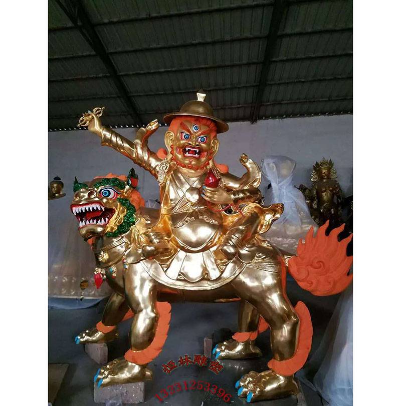 狮面空行母铜像纯铜大型藏传寺院黄铜12米狮面佛母密宗佛像摆件