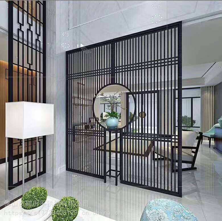苏州小区家装古典风格不锈钢管屏风入户隔断装饰