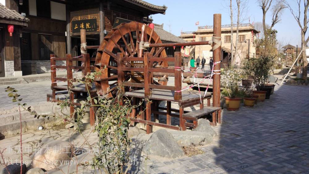 重庆古代水车水磨坊舂米磨面传统水力八连磨农耕文化机具制作