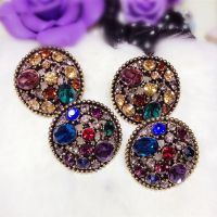 新品时尚耳钉 民族风耳饰饰品 圆形水晶***首饰