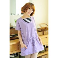 ***供應(yīng)2013韓國 春夏裝 孕婦裝 孕婦喂奶上衣 條紋哺乳衣側(cè)開