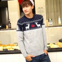 供應(yīng)*秋冬男韓版潮小鹿雪花毛衣外套 針織毛線衣