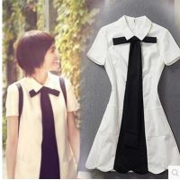 傲曼 年何以笙簫默唐嫣同款蝴蝶結(jié)娃娃領(lǐng)荷葉邊連衣裙  M206