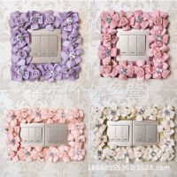 新款手工花朵加鉆立體硬板開關(guān)貼開關(guān)套