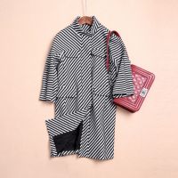 歐洲站秋冬裝氣質(zhì)款 幾何波浪鋸齒紋寬松中長款顯瘦外套女式大衣
