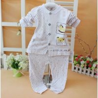 2014春秋款儿童内衣套装/竹纤维可爱熊立领前开套装D4-6098