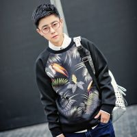供应2014秋冬装新款男士印花***太空棉圆领卫衣潮流男装长袖T恤上衣