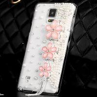 三星NOTE4鑲鉆手機殼 手機保護(hù)套后蓋外殼 櫻花流蘇手機殼 代發(fā)