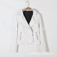 供應(yīng)秋冬款女式皮衣定做 女式修身皮外套皮夾克 PU皮立領(lǐng)女裝皮衣