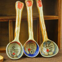 zakka 手工陶瓷勺子 彩绘叮当猫陶瓷汤勺 景德镇陶瓷工艺品批发