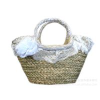 草編大包 蕾絲手提籃/鄉(xiāng)村風(fēng)情/手工藝制品/歐美日韓原單草編包