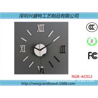 DIY创意墙贴装饰 镜面亚克力挂钟 简洁罗马数字刻度 钟表批发