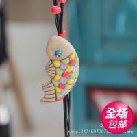 地摊热卖 中国风陶泥瓷片项链吊坠 女长款毛衣链陶瓷饰品批发
