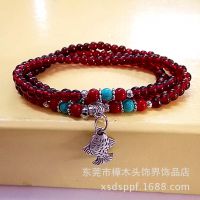 广东 饰品 仿水晶民族风手链 三圈仿石榴石转运小鱼佛珠手饰 手链