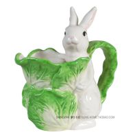 新品上市 田园风格陶瓷白菜玉兔奶壶 陶瓷水壶，陶瓷花瓶餐具用品